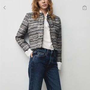 Mango Monochrome Tweed Blazer